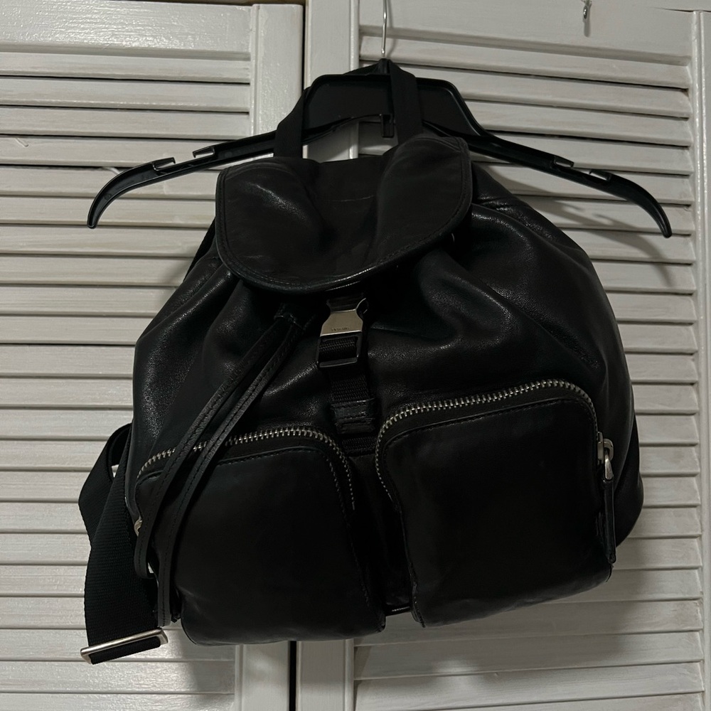 Authentic Prada Black Leather Backpack